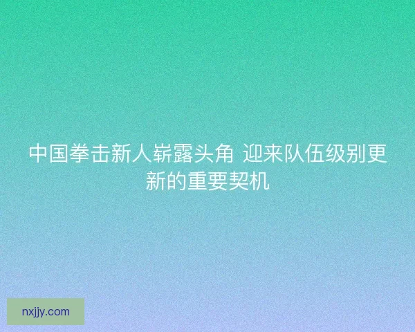 中国拳击新人崭露头角 迎来队伍级别更新的重要契机 中国拳击新人崭露头角 迎来队伍级别更新的重要契机